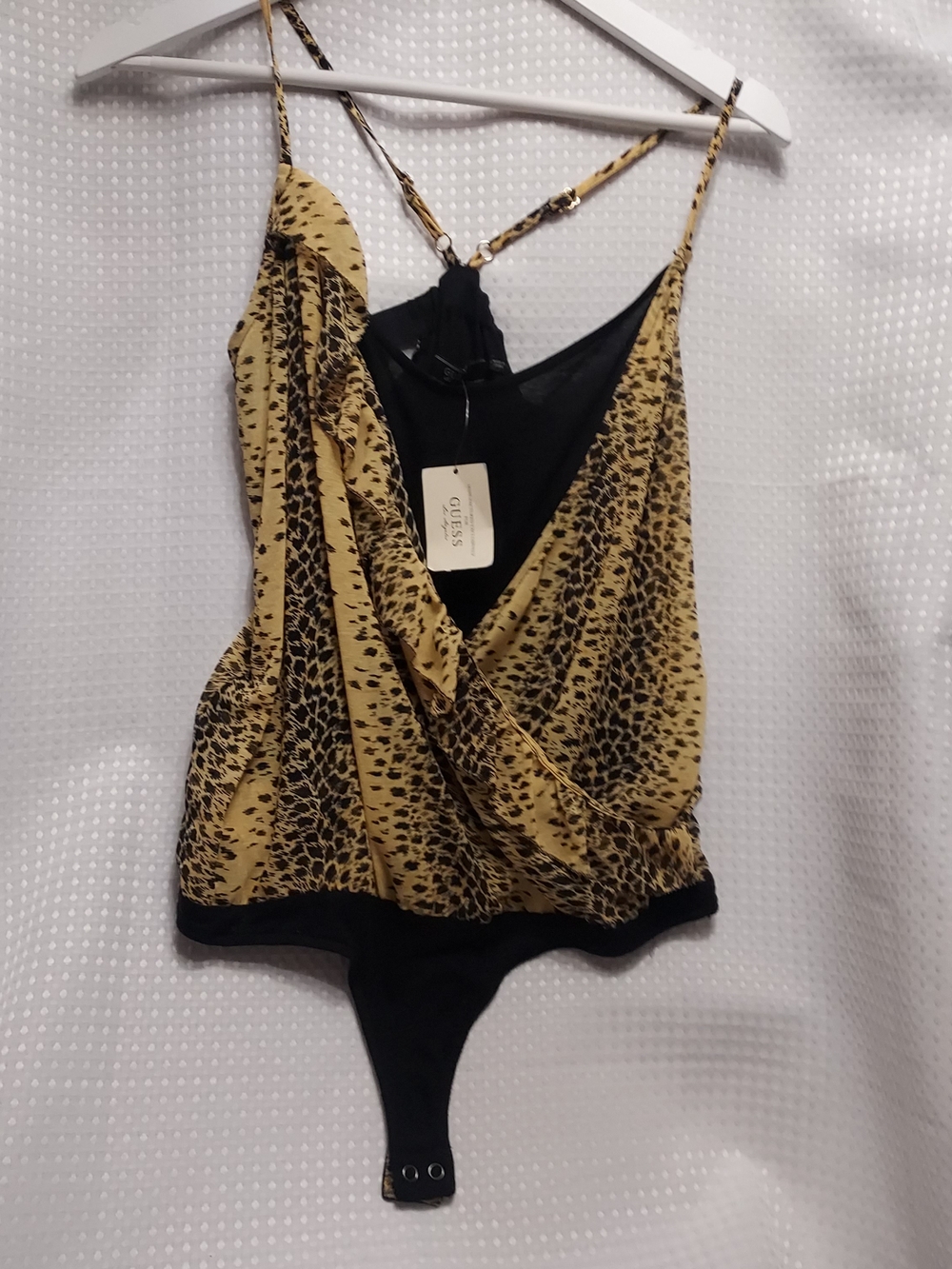 Guess Animal- Print Yellow & Black Wrap Bodysuit